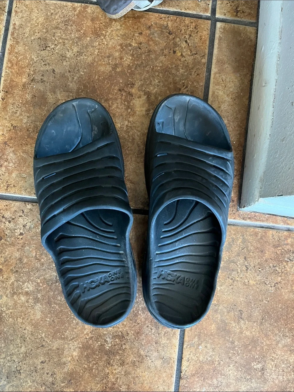 Hoka One One Black Recovery Slide Sandals for Men Size 12